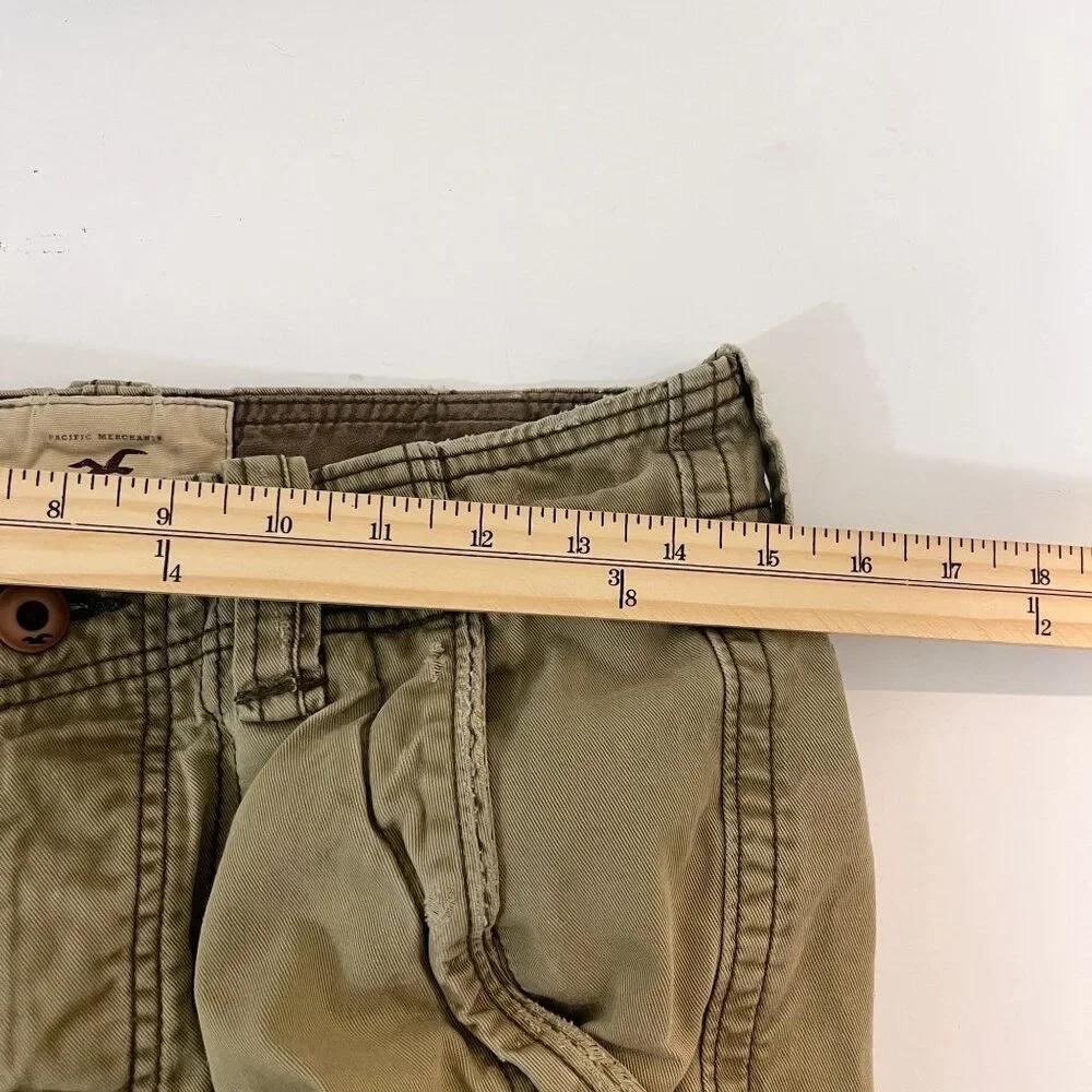 Vintage Hollister Y2K Green Cargo Shorts Distressed -‎ Men's Size 28